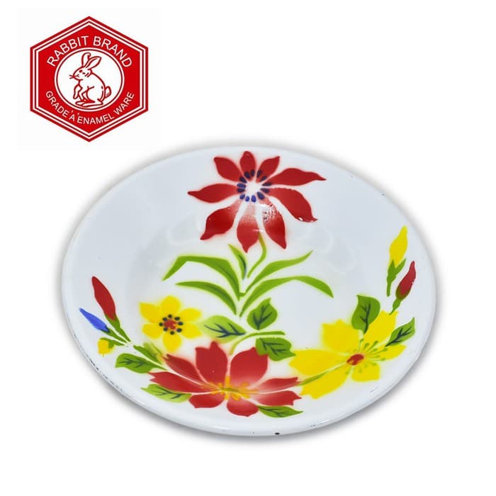 จานสังกะสีเคลือบลายดอก